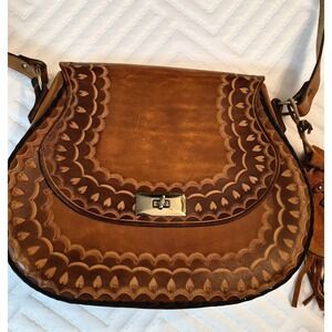 Hand Tooled Cowhide Leather Shoulder Bag Colorado Cowgirl Western Equestrian